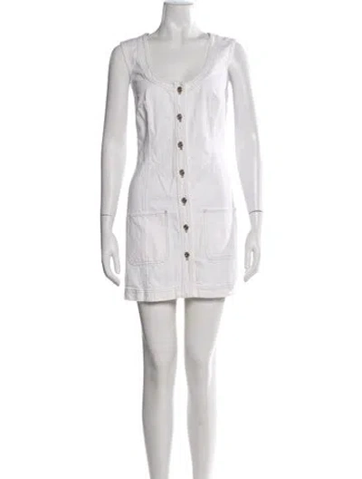 Pre-owned Frame Scoop Neck Mini Dress In White