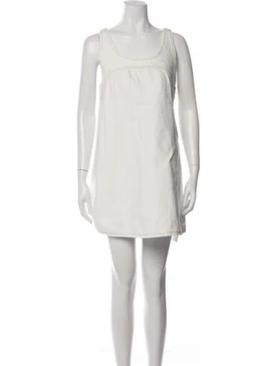 Pre-owned Frame Scoop Neck Mini Dress In White