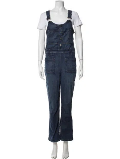 Pre-owned Frame Scoop Neck Overalls In Blue