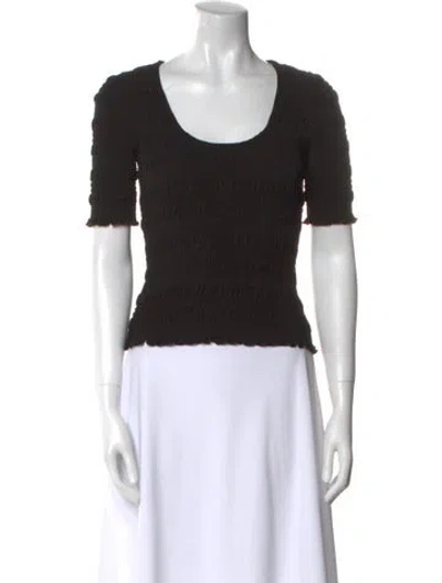 Pre-owned Frame Scoop Neck Short Sleeve Crop Top In Black