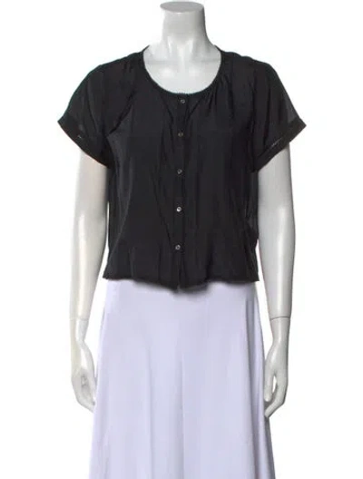 Pre-owned Frame Scoop Neck Short Sleeve Crop Top In Black