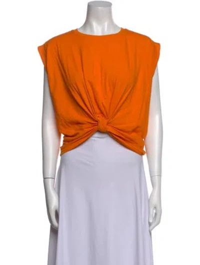 Pre-owned Frame Scoop Neck Short Sleeve Crop Top In Orange