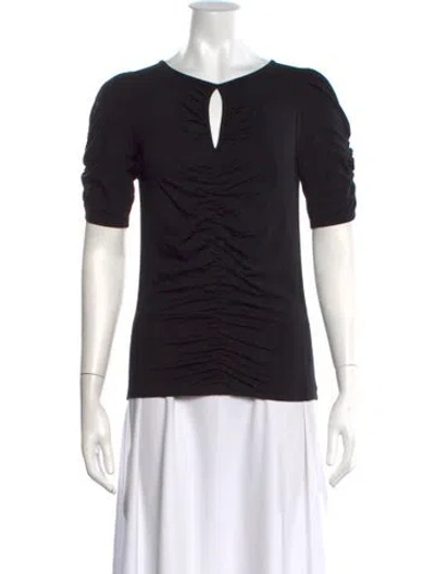 Pre-owned Frame Scoop Neck Short Sleeve Top In Black