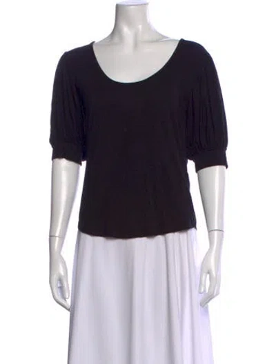 Pre-owned Frame Scoop Neck Short Sleeve Top In Black