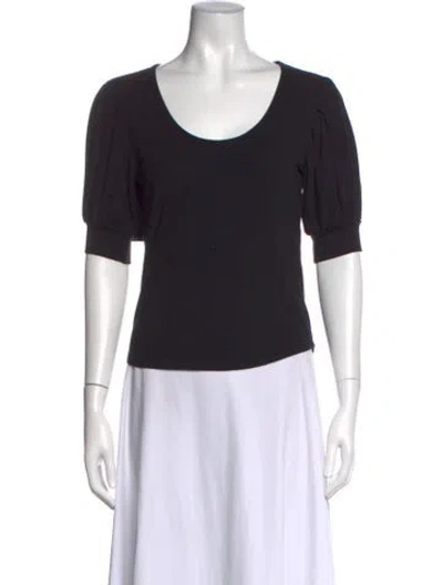Pre-owned Frame Scoop Neck Short Sleeve Top In Black