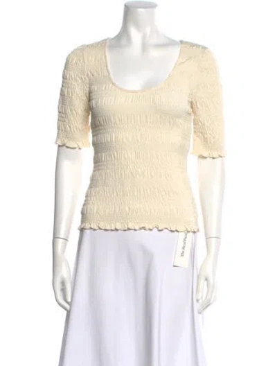 Pre-owned Frame Scoop Neck Short Sleeve Top In Neutrals