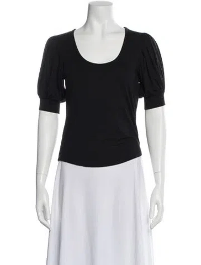 Pre-owned Frame Scoop Neck Short Sleeve T-shirt In Black
