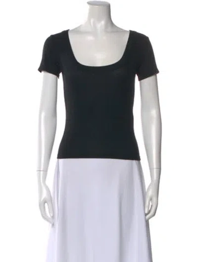 Pre-owned Frame Scoop Neck Short Sleeve T-shirt In Black