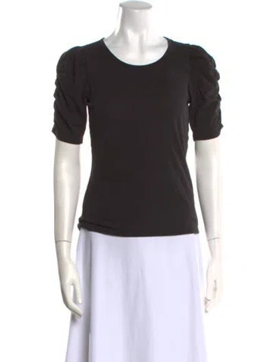 Pre-owned Frame Scoop Neck Short Sleeve T-shirt In Black