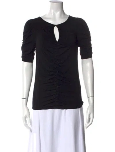 Pre-owned Frame Scoop Neck Short Sleeve T-shirt In Black