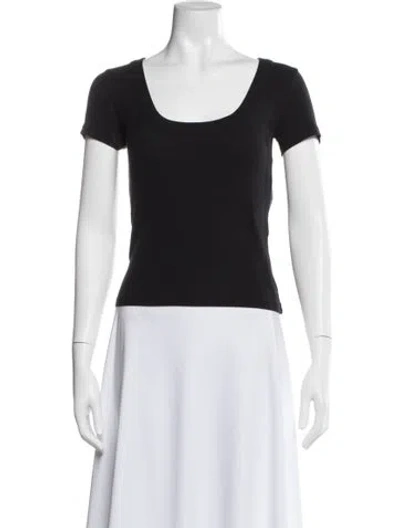 Pre-owned Frame Scoop Neck Short Sleeve T-shirt In Black
