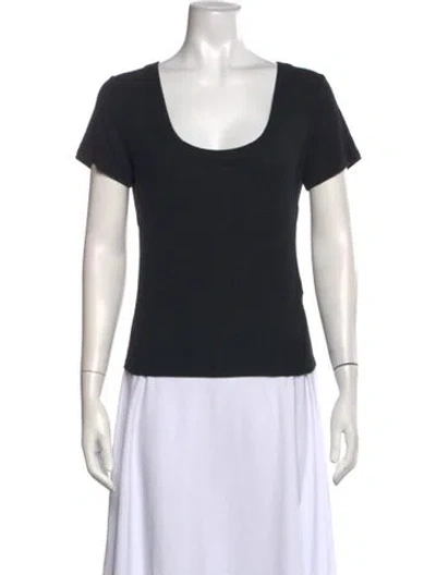 Pre-owned Frame Scoop Neck Short Sleeve T-shirt In Black