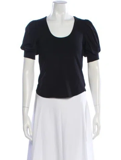 Pre-owned Frame Scoop Neck Short Sleeve T-shirt W/ Tags In Blue