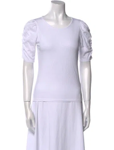 Pre-owned Frame Scoop Neck Short Sleeve T-shirt In White