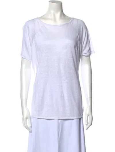 Pre-owned Frame Scoop Neck Short Sleeve T-shirt In White