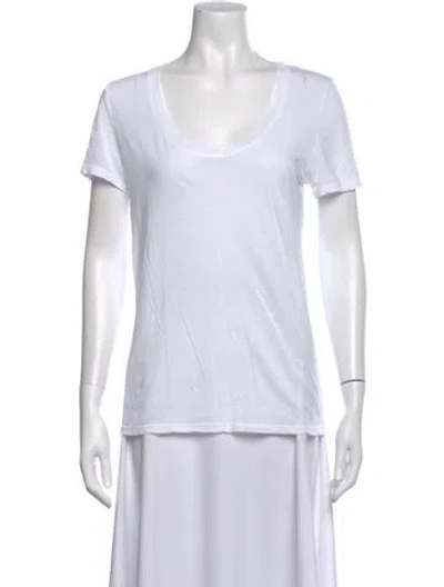 Pre-owned Frame Scoop Neck Short Sleeve T-shirt In White