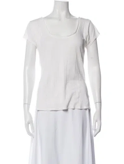 Pre-owned Frame Scoop Neck Short Sleeve T-shirt In White