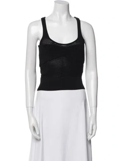 Pre-owned Frame Scoop Neck Sleeveless Crop Top In Black