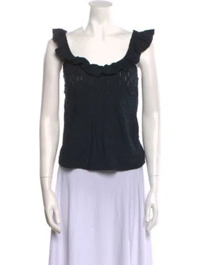 Pre-owned Frame Scoop Neck Sleeveless Top In Black