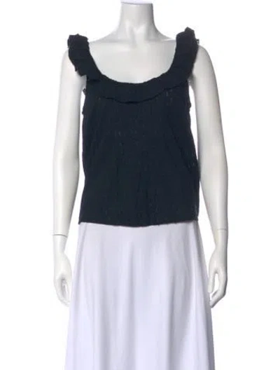 Pre-owned Frame Scoop Neck Sleeveless Top In Black