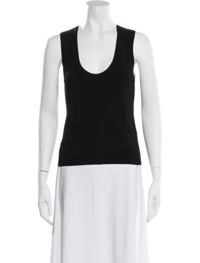 Pre-owned Frame Scoop Neck Sleeveless Top In Black