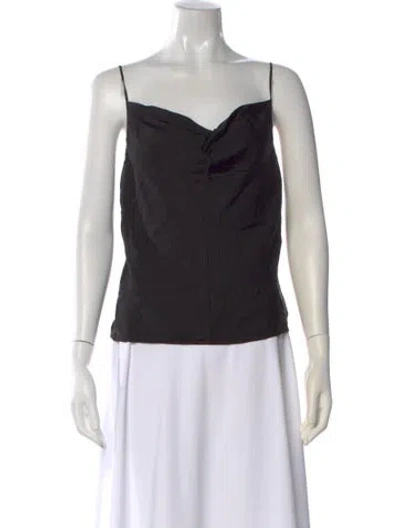 Pre-owned Frame Scoop Neck Sleeveless Top In Black