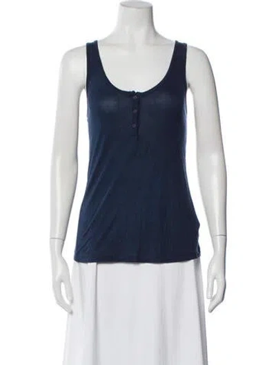Pre-owned Frame Scoop Neck Sleeveless Top In Blue