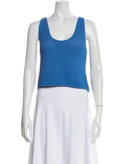 Pre-owned Frame Scoop Neck Sleeveless Top In Blue