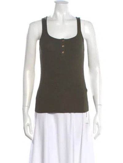 Pre-owned Frame Scoop Neck Sleeveless Top In Green