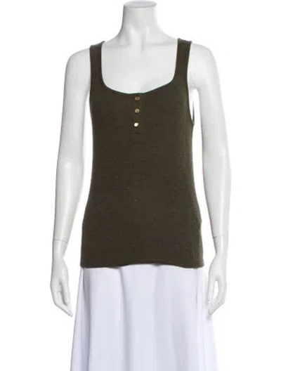 Pre-owned Frame Scoop Neck Sleeveless Top In Green