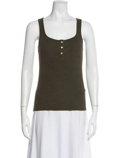 Pre-owned Frame Scoop Neck Sleeveless Top In Green