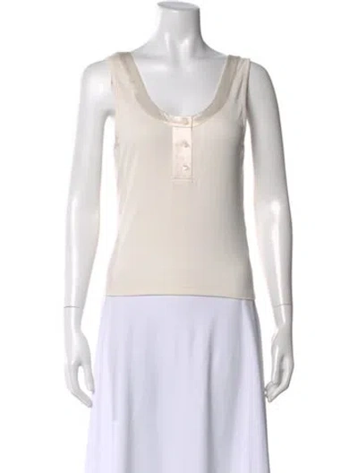 Pre-owned Frame Scoop Neck Sleeveless Top In Neutral