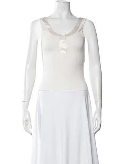 Pre-owned Frame Scoop Neck Sleeveless Top In Neutral