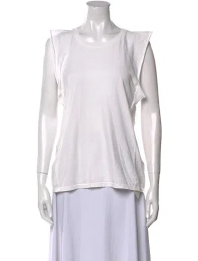 Pre-owned Frame Scoop Neck Sleeveless Top In White