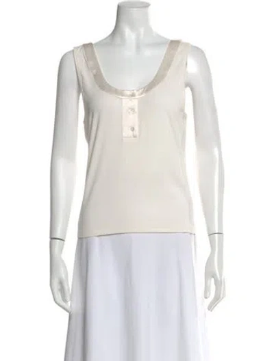 Pre-owned Frame Scoop Neck Sleeveless Top In White
