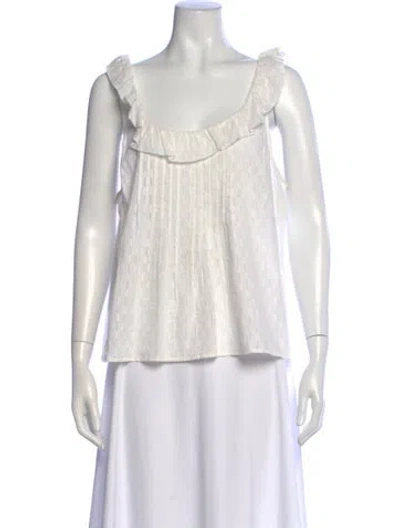 Pre-owned Frame Scoop Neck Sleeveless Top In White