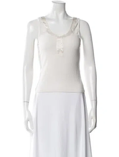 Pre-owned Frame Scoop Neck Sleeveless Top In White