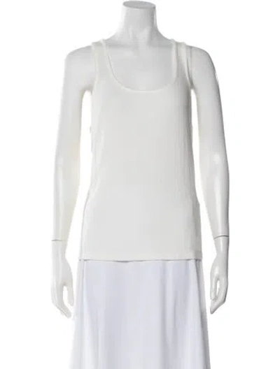 Pre-owned Frame Scoop Neck Sleeveless Top In White