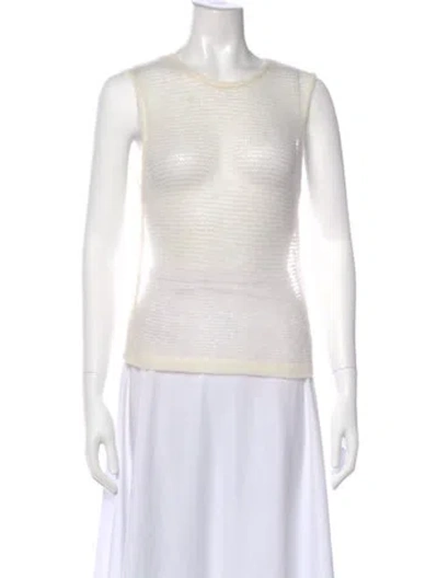 Pre-owned Frame Scoop Neck Sweater In White