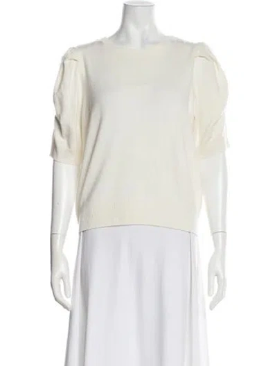 Pre-owned Frame Scoop Neck Sweater In White