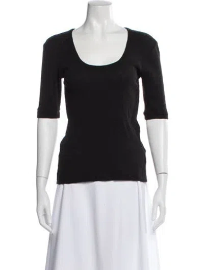 Pre-owned Frame Scoop Neck Three-quarter Sleeve Top In Gray