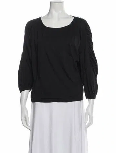Pre-owned Frame Scoop Neck Three-quarter Sleeve Top In Gray