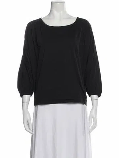 Pre-owned Frame Scoop Neck Three-quarter Sleeve Top In Gray