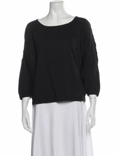 Pre-owned Frame Scoop Neck Three-quarter Sleeve Top In Gray