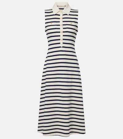 Frame Sea Breeze Striped Cotton Polo Dress In White