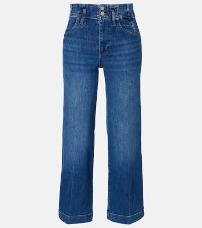 Frame Seamed Cropped Wide-leg Jeans In Blue
