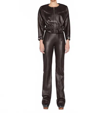 Frame Seamed Leather Trousers In Espresso In Black