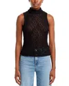 Frame Seamed Mesh Top In Black In Black