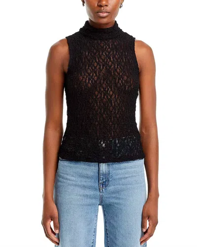 Frame Seamed Mesh Top In Black