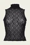 Frame Mock Neck Sleeveless Mesh Top